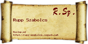 Rupp Szabolcs névjegykártya